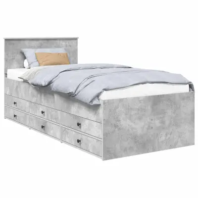 vidaXL Dnevna postelja s predalom Betonsko siva in črna 75 x 190 cm