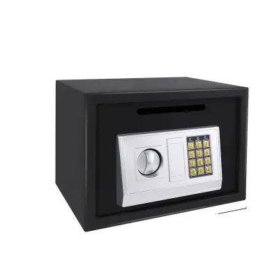 Varnostna sefna škatla, trdna jeklena konstrukcija, dvojni zaklepni sistem, ČRNA 16L