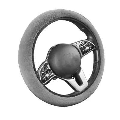 Zimska prevleka za volan iz kratkega pliša - topla, mehka in nedrseča Grey