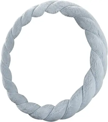 Prevleka za volan iz pliša modra, protizdrsna in mehka površina, univerzalna velikost 37-39 cm, topla zimska zaščita volana