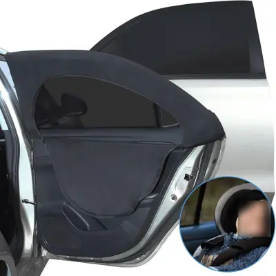 Senčila za avtomobilska stekla z zadrgo (2 kosa) - Senčila za zadnja stranska stekla
