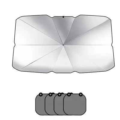 Srebrna sončna zavesa za avto s senčili za stranska okna