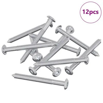 vidaXL Pohištveni vijaki 12 pcs srebrna M6 x 60 mm Jeklo