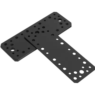 Ploščati vezni elementi za pohištvo, jekleni montažni vezniki s šestimi luknjami in vijaki, črni, 180 x 65 mm, 4 kosi
