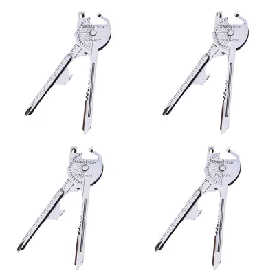 4-Pack Večnamensko Orodje za Ključe: 8-v-1 Zložljiv Mini Nož za Ključe