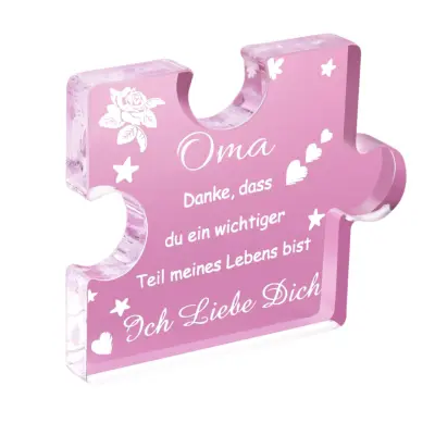 Gravirano akrilno darilo za babico v obliki sestavljanke, dekorativni kip z napisi za materinski dan in rojstni dan, prozoren akril