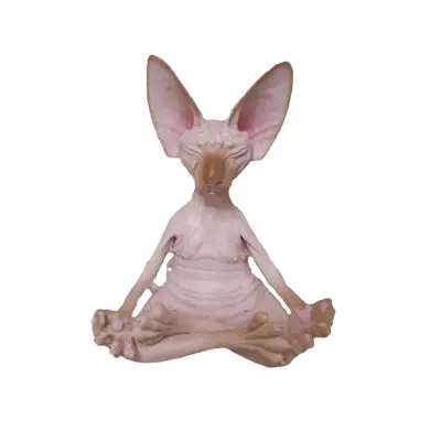 Meditacijska figura sfinge mačke - Velika, smolnata dekoracija za dom in pisarno Pink