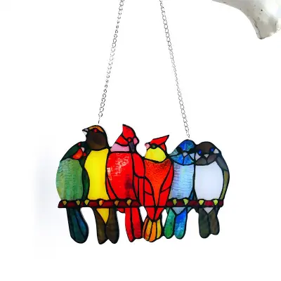 Barvita akrilna ptica, okras za okna in dnevne sobe