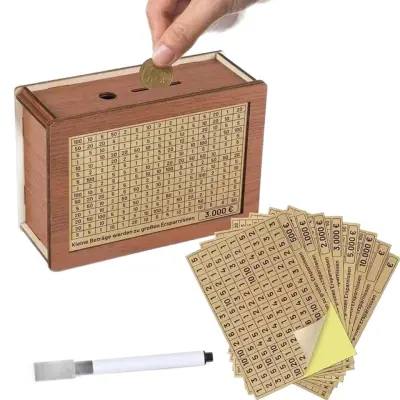 Lesen hranilnik z varčevalnim ciljem, rjav, naraven material, ekološki dizajn za varčevanje, 20 x 14,5 x 7,5 cm