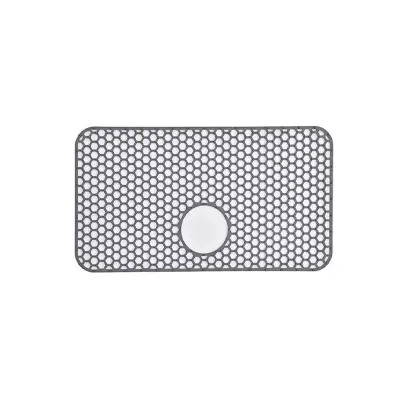 Velika siva silikonska podloga za pomivalno korito z odtočnimi luknjami - 66,5 x 35,5 cm