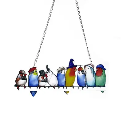 Pisana akrilna ptica, okrasna viseča dekoracija za dom in okna