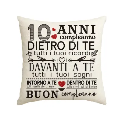 Dekorativna prevleka za blazino za 10. rojstni dan, 45x45 cm, poliester, s skrito zadrgo, darilo za otroke, brez polnila