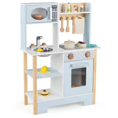 Otroška kuhinja z dodatki, modra