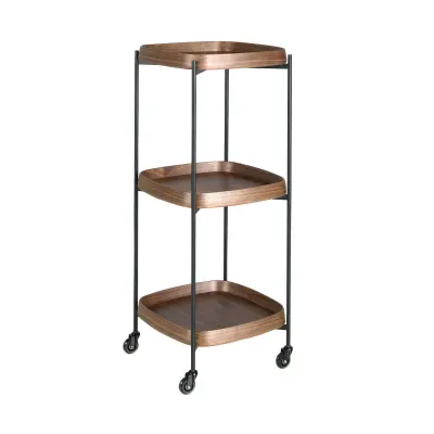 Minibar voziček iz oreha in črnega jekla