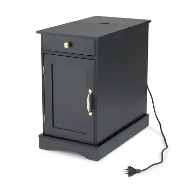 Nočna omarica s predalom in polnilno postajo ter predalom za shranjevanje, ki ga je mogoče zakleniti