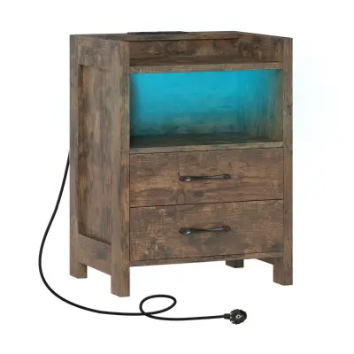 Nočna omarica z osvetlitvijo LED in polnilno postajo