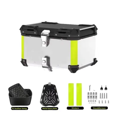 Ščitnik za motorno kolo, vodoodporen aluminij, varen prostor za shranjevanje, 80L Ravno Srebrno