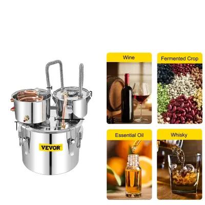 Destilator alkohola iz nerjavečega jekla, kapaciteta od 12L do 50L, sistem hitrega hlajenja, 12L