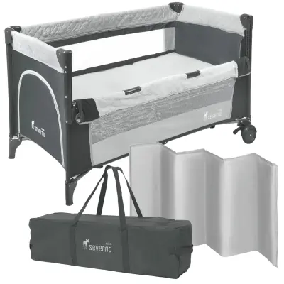 Potovalna posteljica za en dan, zložljiva zasnova, mrežaste stranske stene, SIVA