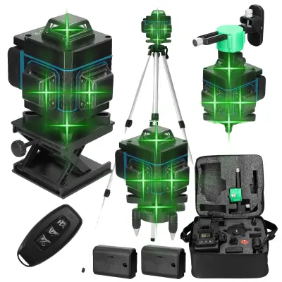 4D 16 Linijski Laser Level, 3° Samonivelirni, 10m Delovna Razdalja, s Stojalom