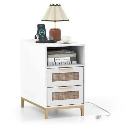 Nočna omarica s polnilno postajo in 2 predaloma Miza za pozornost