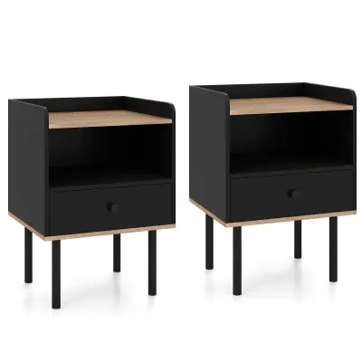 Komplet nočnih omaric s predalom in odprto shrambo 2 kosa