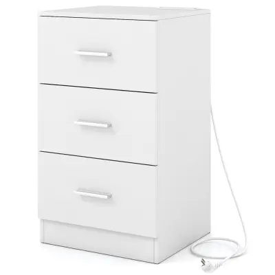 Nočna omarica s 3 predali in polnilno postajo