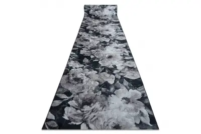 Tekač gumiran LOTUS BOUQUET 52901 Rože siva / bež pralna protizdrsna 80 80x770 cm