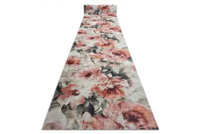 Tekač gumiran LOTUS BOUQUET 52900 Rože bež / roza pralna protizdrsna 120 120x220 cm