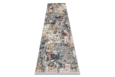 DISTIN 0123A roza / prah / bela moderna preproga, tekač - Abstrakcija, vintage, resice 80x200 cm