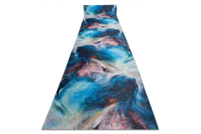 Tekač gumiran LOTUS COLOR 36500 Abstrakcija modra / rdeča pralna protizdrsna 120 120x410 cm