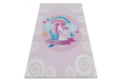 BAMBINO 2533 pralna preproga Samorog, mavrica za otroke protizdrsna - roza 80x150 cm