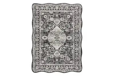 ORGANIC 2762 sisal preproga Ornament, okvir črna / ecru – moderna nepravilna oblika 133x190 cm