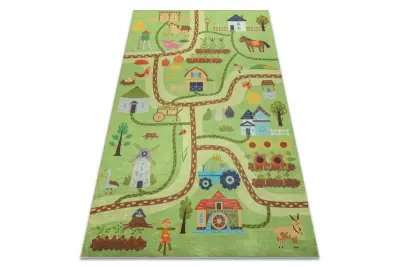 BAMBINO 50200 pralna preproga Vas, ulice za otroke protizdrsna - zelena / smeđa 200x290 cm