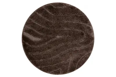 Kopalniška preproga SUPREME krog WAVES, valovi, nedrseča, mehka - rjava cercle 50 cm