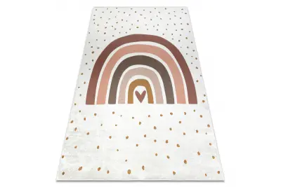 BAMBINO 46960 pralna preproga Mavrica, pike za otroke protizdrsna - belo / rjava 80x150 cm