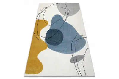 Preproga FUSION 7158 bela / zmanjšati / modra - Geometrična, moderna, abstraktna 120x170 cm
