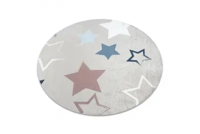 BAMBINO 48130 krog pralna preproga Zvezde za otroke protizdrsna - bež / siva cercle 100 cm