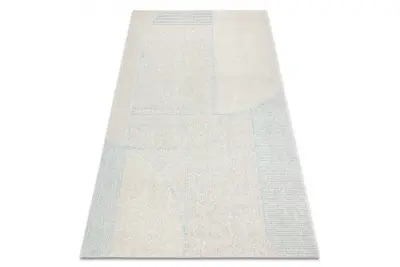 FLUX 461.14.AE120 volnena preproga OSTA - Geometrijska, strukturna, loft siva / modra 160x230 cm