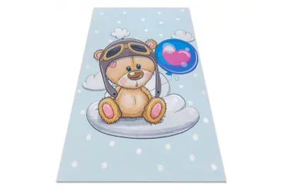 BAMBINO 43030 pralna preproga Medvedek, pilot za otroke protizdrsna - plava / smeđa 200x290 cm