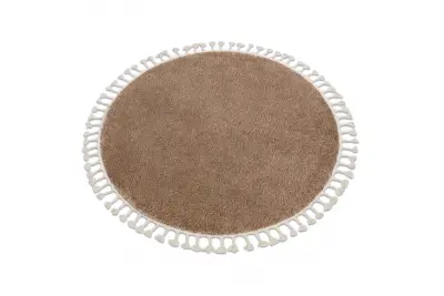 Preproga BERBER 9000 Kolesna bež Čopki berbery Maroški košati cercle 120 cm