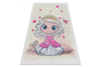 BAMBINO 43020 pralna preproga Princesa, zvezde za otroke protizdrsna - krem / ružičasta 120x170 cm