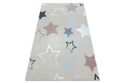 BAMBINO 48130 pralna preproga Zvezde za otroke protizdrsna - bež / siva 160x220 cm