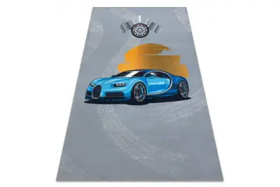 BAMBINO 41730 pralna preproga Avto, dirka za otroke protizdrsna - siva / modra 200x290 cm