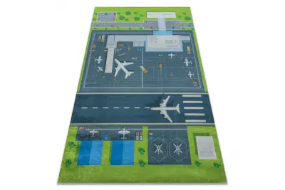 BAMBINO 46990 pralna preproga Mesto, ulice za otroke protizdrsna - zelena / siva 140x200 cm