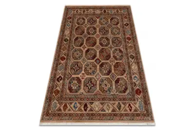 Volnena preproga KESHAN Čopki, Okvir, orientalski 7874/53555 bež / oranžna 80x145 cm