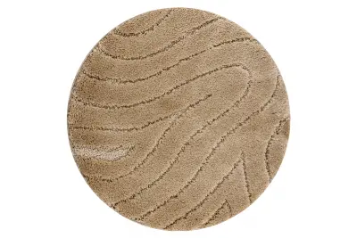 Kopalniška preproga SUPREME krog WAVES, valovi, nedrseča, mehka - bež cercle 50 cm