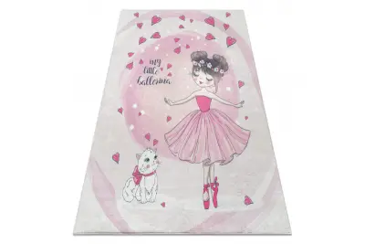 BAMBINO 2161 pralna preproga Ballerina, mačka za otroke protizdrsna - roza 120x170 cm