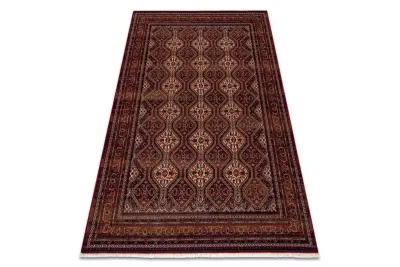 Volnena preproga KESHAN Čopki, Ornament, okvir orientalski 1256/53578 bordo / bež 80x145 cm