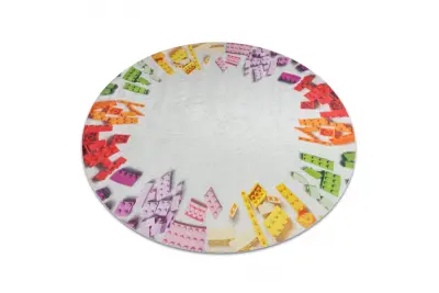 BAMBINO 38480 krog pralna preproga Komplet za gradnjo za otroke protizdrsna - siva / rumena cercle 120 cm